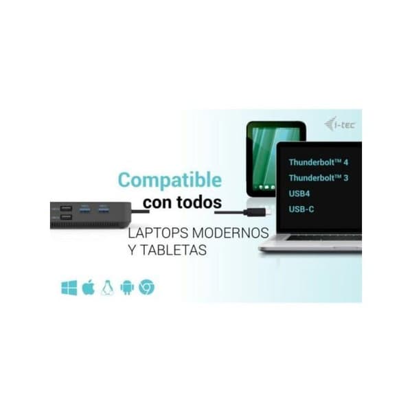 USB-C dockingstation - I-Tec - Dual DP - 100 W strøm - HDMI - 4K 30 Hz