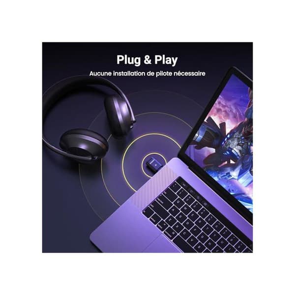 Bluetooth Dongle - UGREEN - Aptx Audio - USB C - Lav Latens - Kompatibel med PS5 PS4 Switch