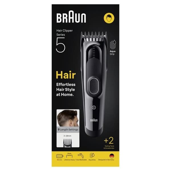 Hårklipper - BRAUN - HC5510 - Trådløs - 50 min - 9 indstillinger - Sort