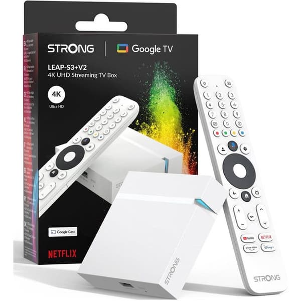 STRONG - LEAP-S3+V2 - Streaming Box Google TV 4K - Chromecast - Wifi - Bluetooth - Google Assistent - Dolby Atmos/Vision - HDR