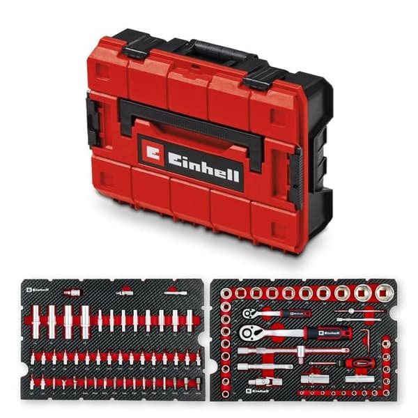 Einhell Sæt Værktøjsæske E-Case 92 stk (Udstyr, Bilnøgler, Bits, Skraldenøgler, T-håndtag, E-Case System)