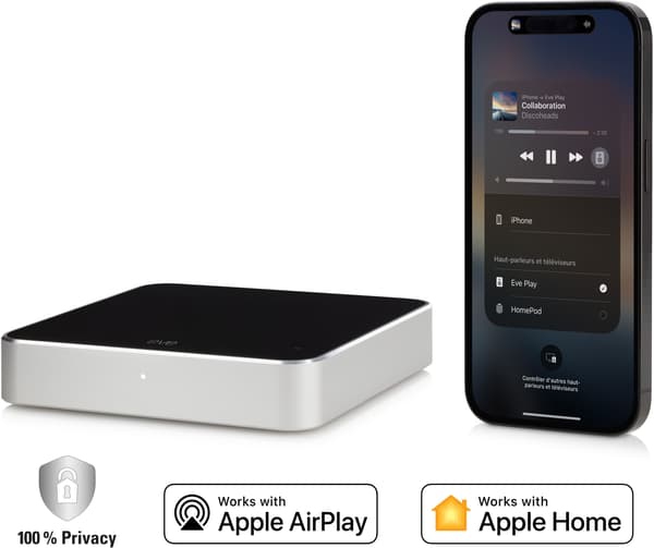 Lydinterface - EVE - Afspilning - AirPlay-diffusion - DAC 112 dB - RCA/optisk/coaxial forbindelser - Wi-Fi/Ethernet netværk