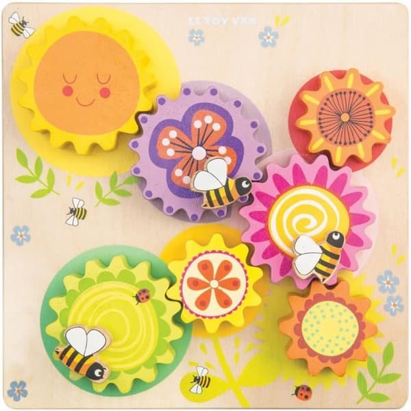 Le Toy Van Puzzle Bin och Blommor Gears