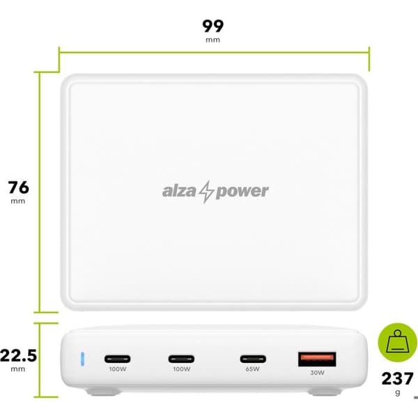 AlzaPower MG8103CA Snabbladdare 100W vit
