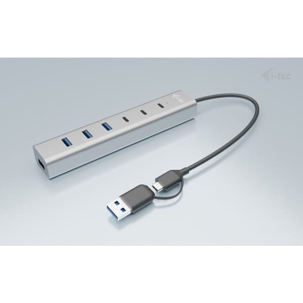 HUB USB - I-TEC - 7 Porte - USB-C 3.2 Gen. 1 - USB-A 3.2 Gen. 1 - Metal Grå