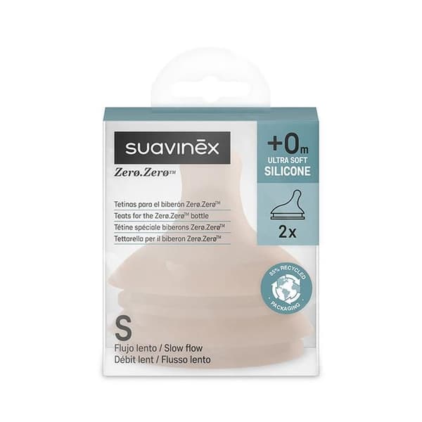Suavinex, Zerø.Zerø, 2 Nappar för anti-kolik nappflaska Långsam Flöde / S Medium