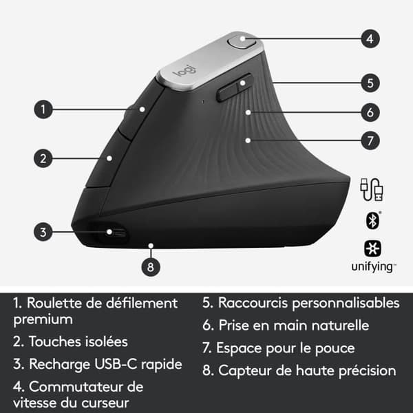 Mus - Trådløs - Logitech - MX Vertikal - Grå
