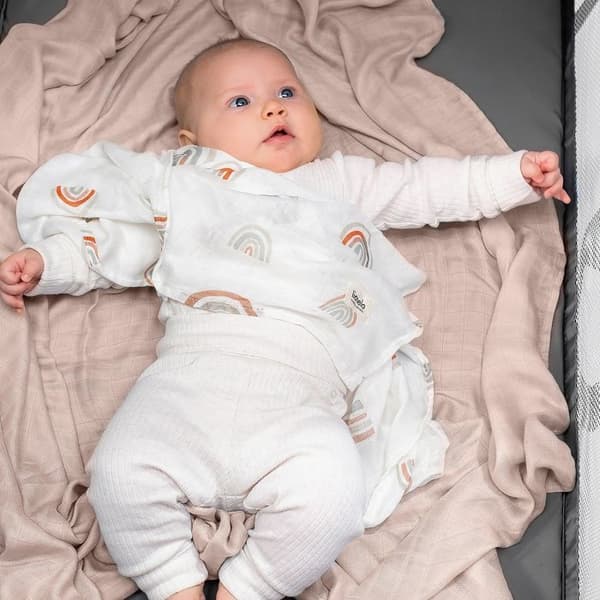 Swaddle tæppe - LIONELO - Bambus Swaddle - 100% bambus bomuld - Beige