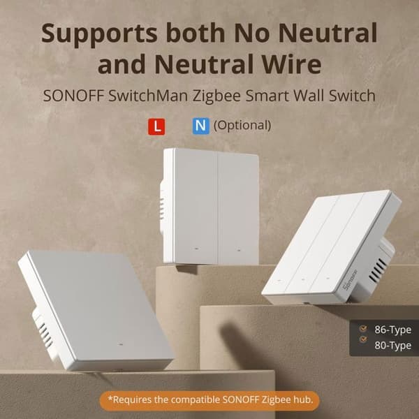 SONOFF Zigbee ZBM5-2C-86W Smart väggbrytare