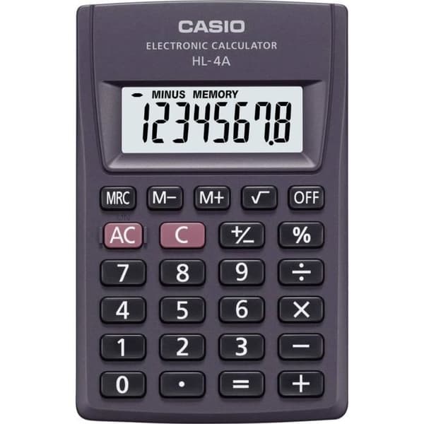 Lommeregner - Casio - HL-4A - Skærm 8 - Batteri - Anthracite
