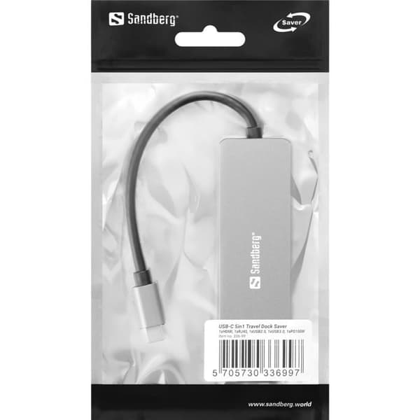 PC-dockingstationer - SANDBERG - 336-99 - USB-C - 5-i-1 - Kompatibel med Microsoft Surface