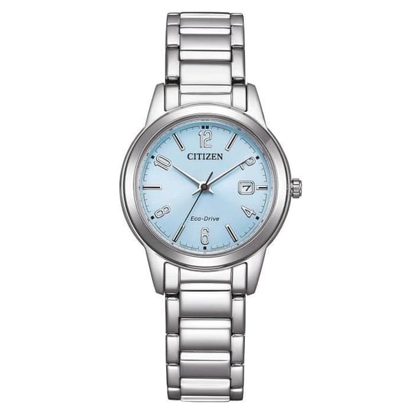 Dameur Citizen FE1241-71L - Sølv rustfrit stål og blå rem - 29mm