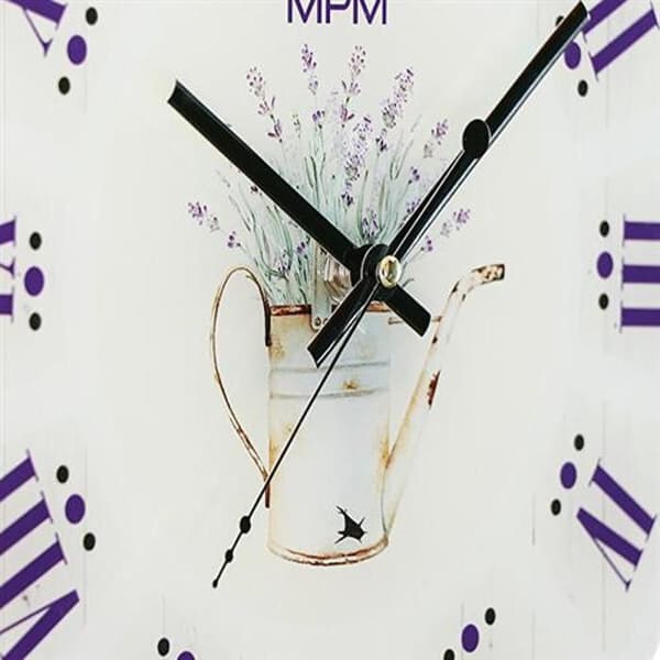 Väggklocka - MPM QUALITY - E09.4376 - Glas - Lavendelmönster - 30 cm diameter