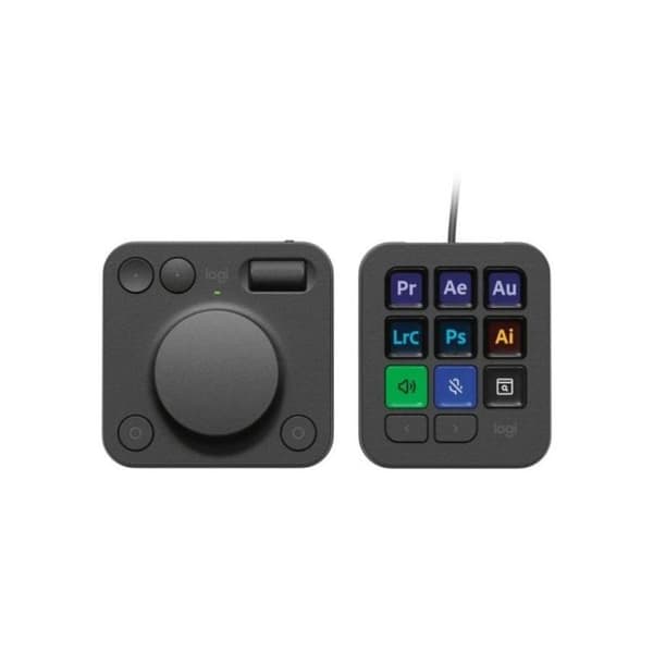Logitech MX Creative Console-tangentbord 9 anpassningsbara LCD-tangenter Dial Bluetooth USB Grafit