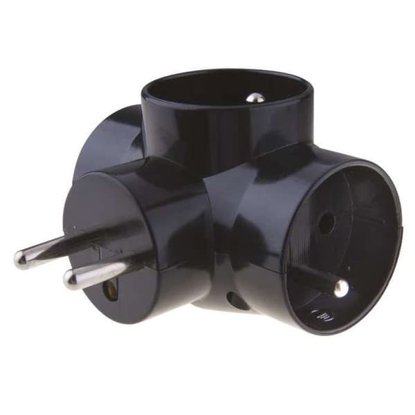 Sort stikdåse - Emos - 3 stik - 10A/230V - IP20 - Termoplast - Skrueforbindelse - Perpendicular - Sort