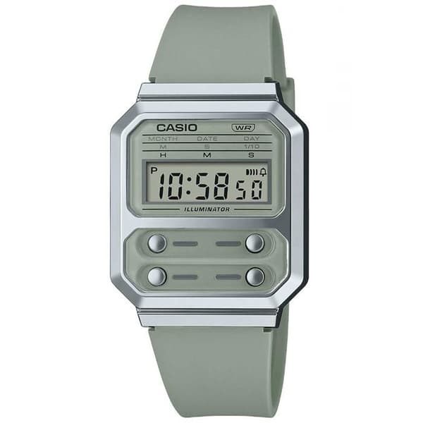 Casio Ur - Unisex - A100WEF-3AEF - Grøn - Plast - Kvarts - Digital