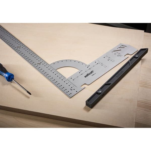 Multifunktionsfirkant - WOLFCRAFT - 300 mm - Vinkel og niveau - Grå og sort