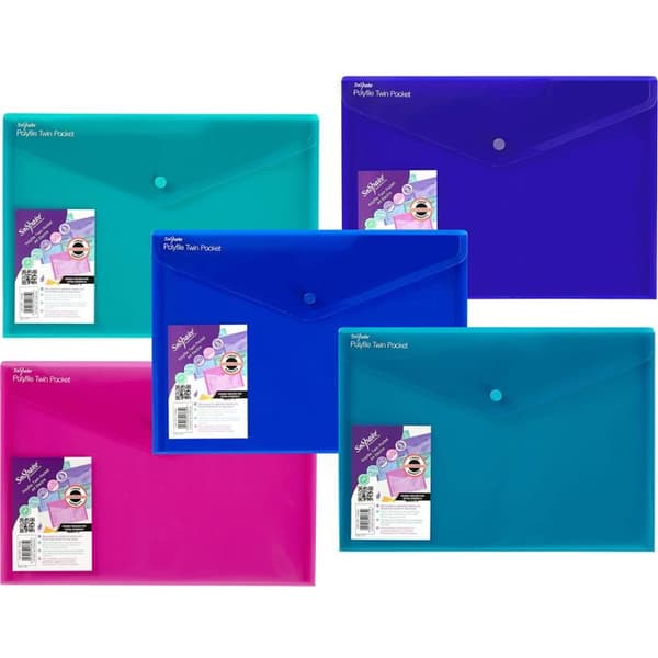 SNOPAKE Polyfile Twin Pocket med tryck A4, electra - paket med 5