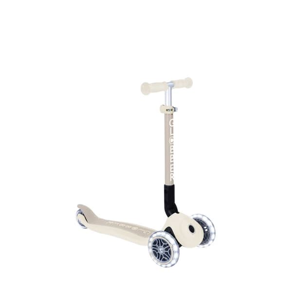 Globber - 3-hjulet JUNIOR FOLDABLE LIGHTS ECO - Beige kokosnød