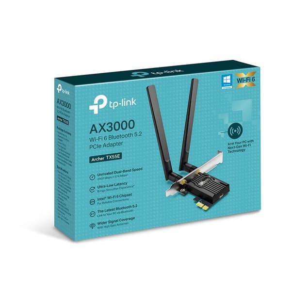 WiFi PCIe AX3000 - TP-Link - Archer TX55E - WiFi 6 - Bluetooth 5.3 - 2 antenner
