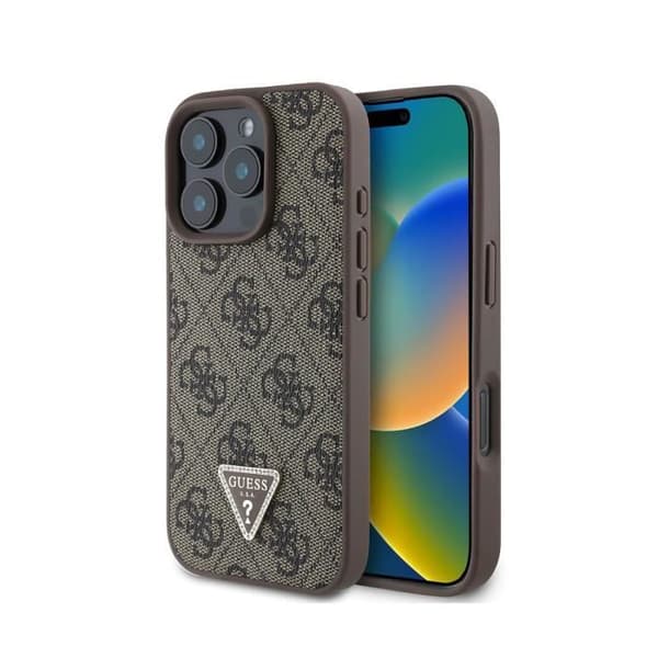 Coque til Apple iPhone 16 Pro Edition 4G Strass Triangle Metalliseret Guess Sort