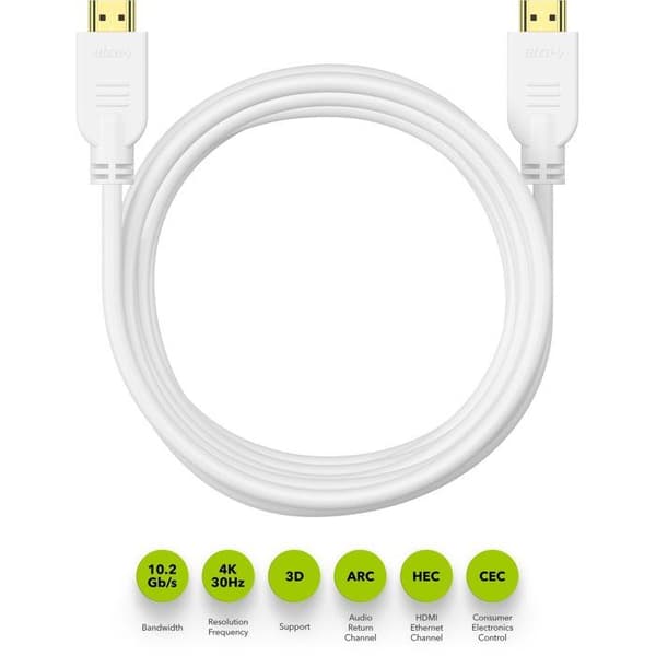 AlzaPower Core HDMI 1.4 Hög Hastighet 4K 20m vit