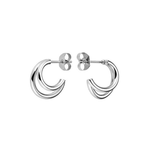 Rosefield Örhängen "Double Hoops Silver" Silverfärgade