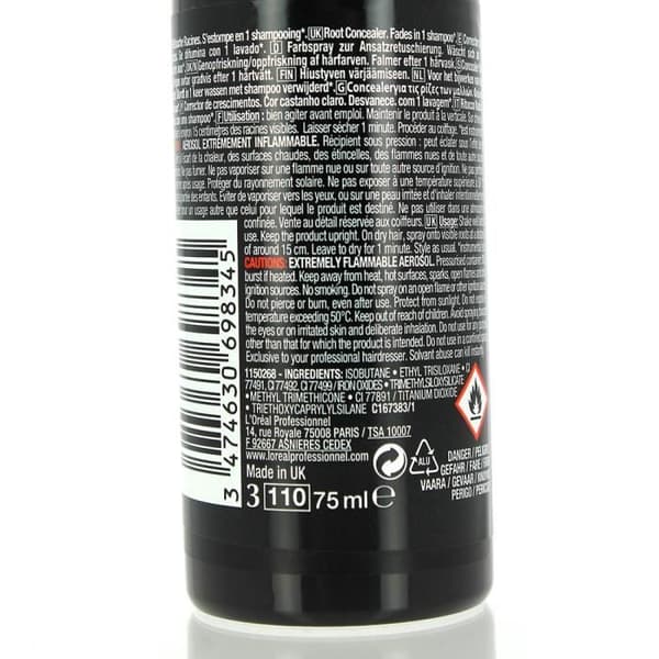Root Correcting Spray - L'Oréal Professionnel - Hair Touch Up - Kastanje - 75ml - Texture Spray