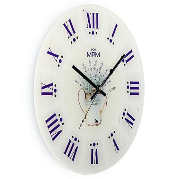 Väggklocka - MPM QUALITY - E09.4376 - Glas - Lavendelmönster - 30 cm diameter