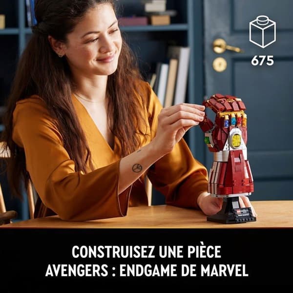 LEGO Marvel 76223 — Thanos' Infinity Gauntlet til samling for voksne, 6 sten, stativ