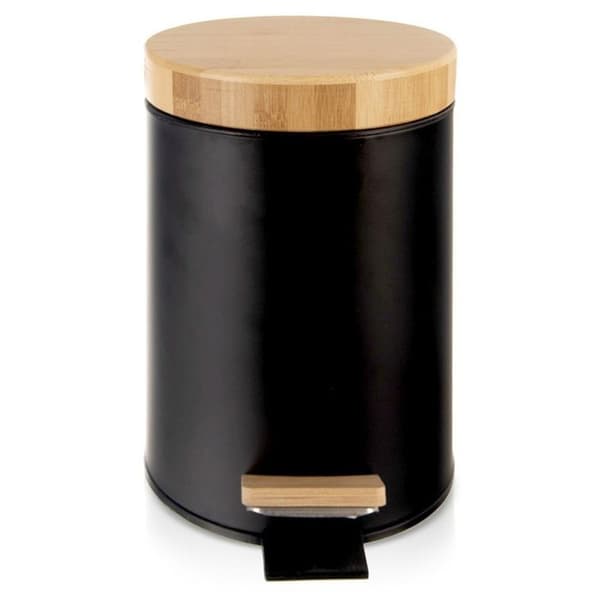 Svart metallpedalavfallskorg, 3 l