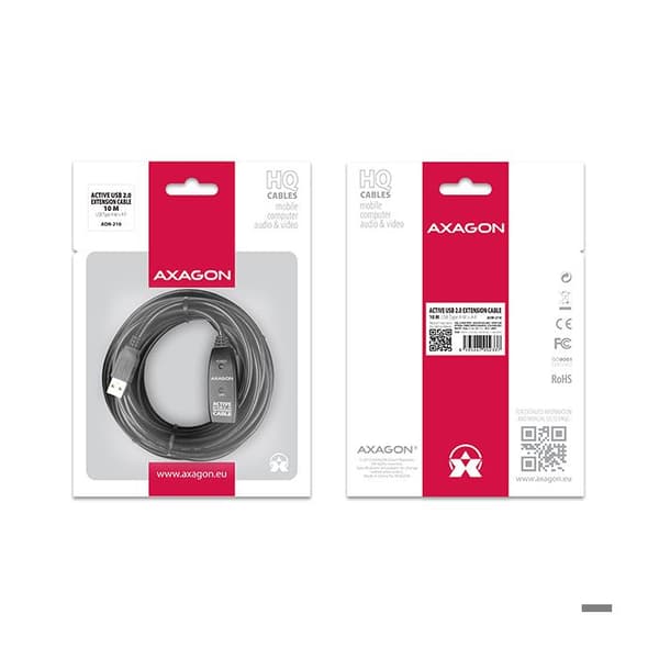 USB-kabel - AXAGON - ADR-210 - USB 2.0 - 10 m - USB-A til USB-A