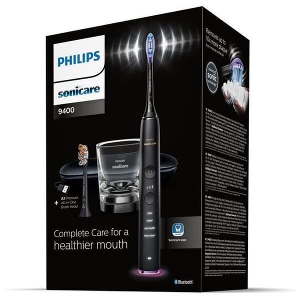 Elektrisk tandbørste - PHILIPS - DiamondClean 9000 - 5 programmer - Sort - Genopladelig