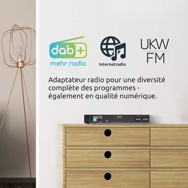 TechniSat DIGITRADIO 143 (V3) – Tuner HiFi DAB+ / FM / Internet, Bluetooth, Spotify Connect, 43,5 cm, sort