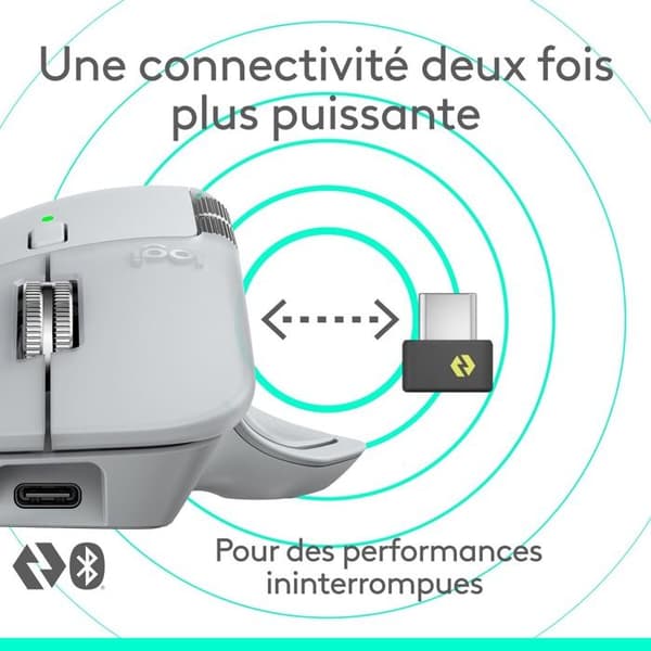 Trådlös mus - Logitech - MX Master 4 - Ergonomisk - Ljusgrå