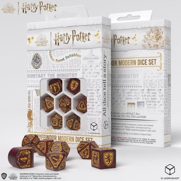Terningespil - Q WORKSHOP - HARRY POTTER GRYFFINDOR TERNINGE PACK - Rød - 7 terninger - Voksen/Unisex