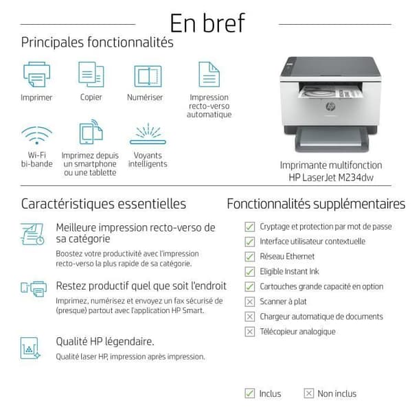 HP Laserjet M234dw multifunktionsprinter i sort/hvid