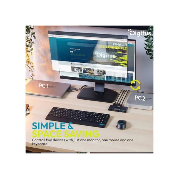 KVM-switch USB-C - 2 PC 1 skärm - 3X USB-A 1x Typ-C
