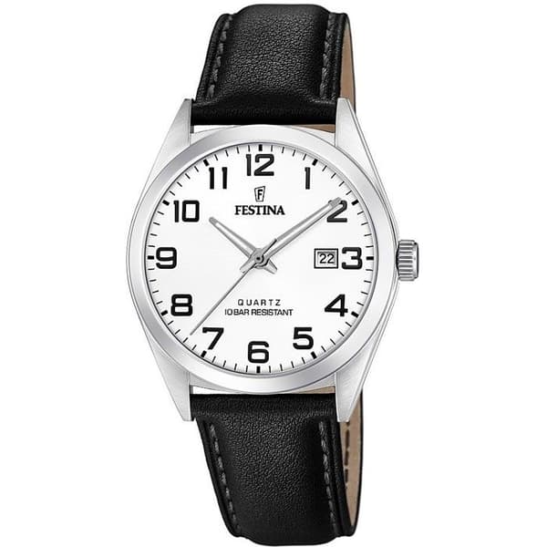 Ure - Festina - 20446 - Sort læder - Rustfrit stål - Vandtæthed 10 bar