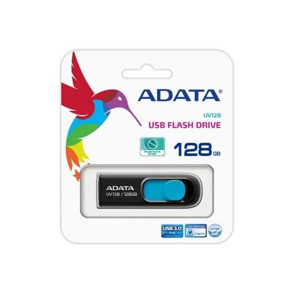 A-Data UV128 3.2 Gen 1 højhastigheds USB-flashdrev, 128 GB, op til 100 MB/s sort