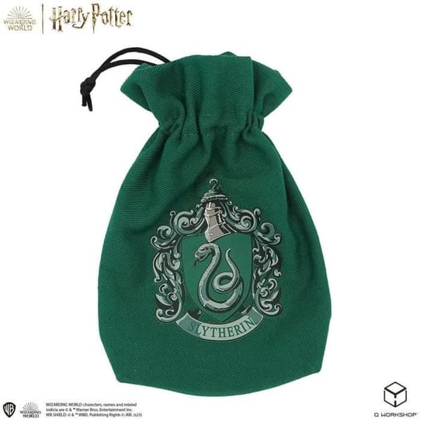 Terningespil - Q WORKSHOP - Harry Potter Slytherin Terningpakke - 5 terninger - Stofpose - Multifarvet