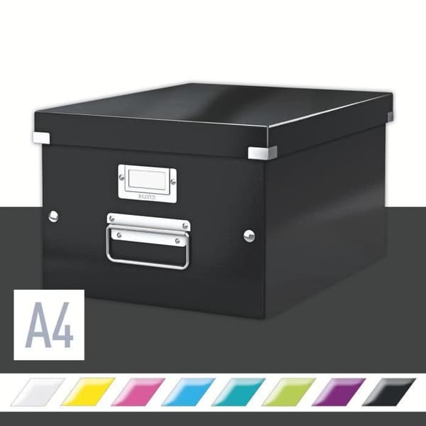 Opbevaringsboks - Leitz - Click & Store - A4+ - Folieret karton - Sort