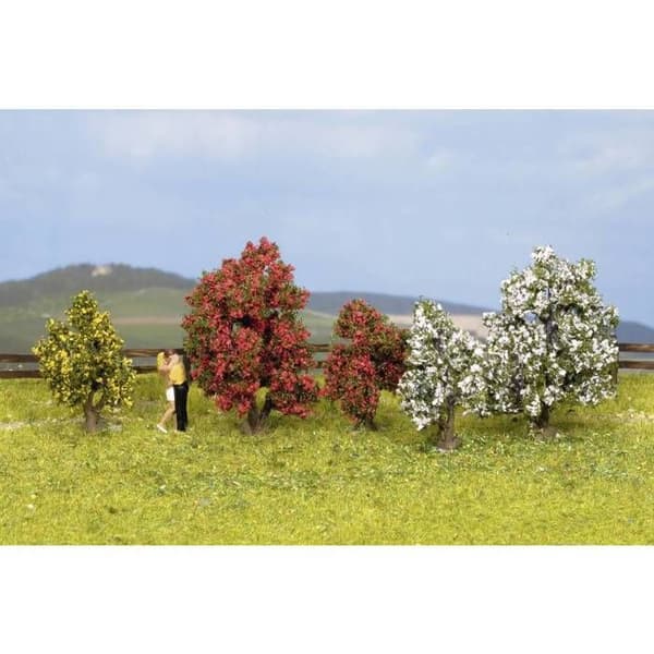 Blomstrende buske - NOCH - Miniaturer - Sæt af 5 stk. - Til modeljernbane