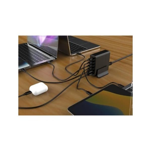 Gembird - TA-UC-2A4C-PD75-01-BK - Universal 75 W GaN oplader 2 x USB-A 4 x USB-C, hurtigoplader, sort