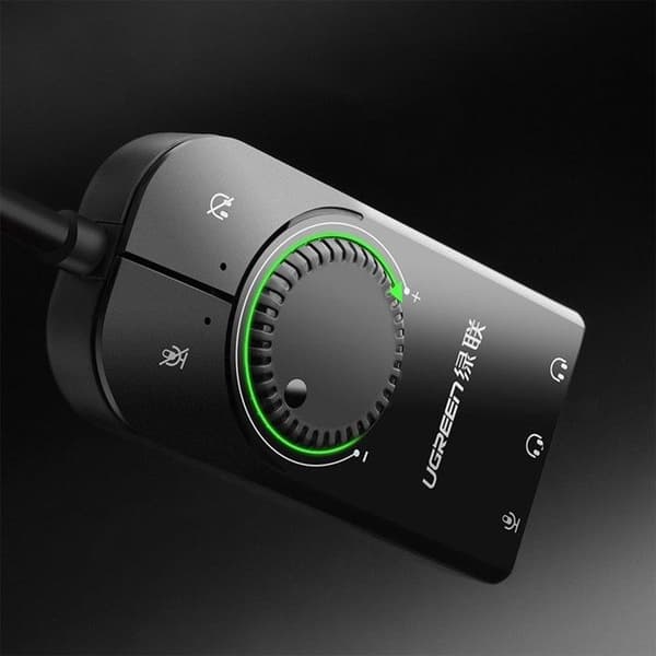USB audioadapter til 3x Jack - Ugreen - 40964 - Sort - Volumenkontrol - OTG