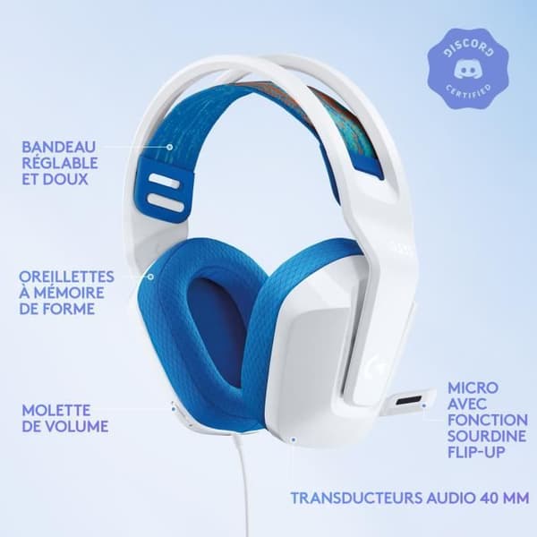 Gaming headset - Wired - Logitech G - G335 - PS5, PS4, Xbox, Switch, PC - Hvid