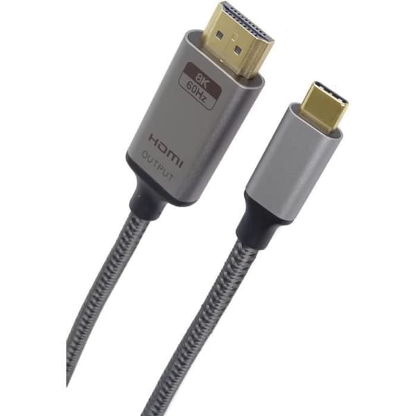 USB-C til HDMI 2.1 - PREMIUM KABEL - 8K - 2m - Plug-and-play - Sort