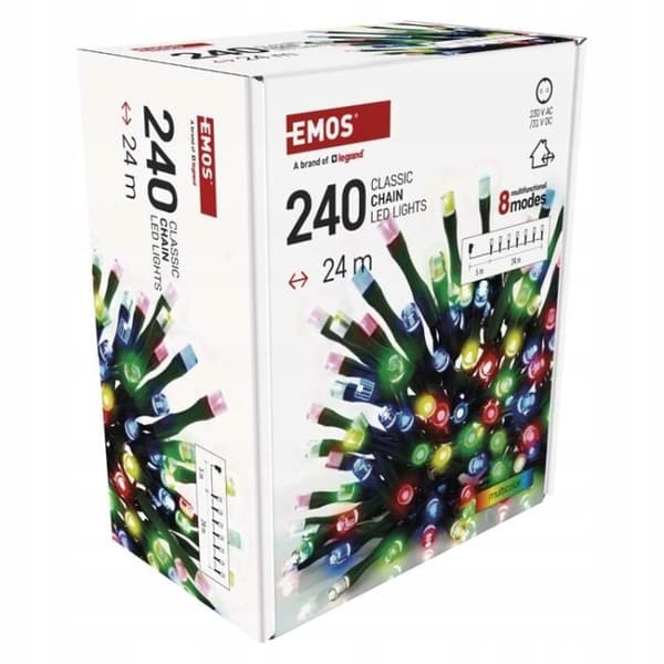Julelys guirlande, multicolor, 240 LED, 24 m