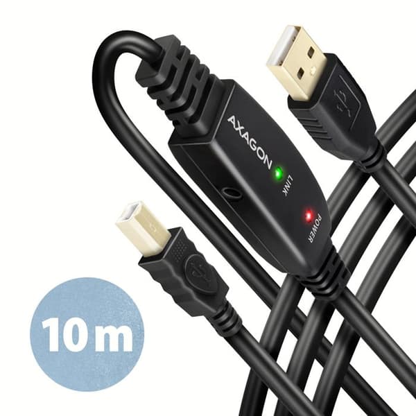 USB-kabel - AXAGON - ADR-210B - Aktiv - 10m - USB 2.0 - Sort