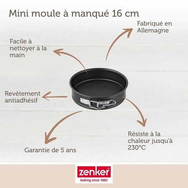 Moule à manqué - Zenker - Mini 16 cm - Rustfrit stål - Non-stick - Til små kager